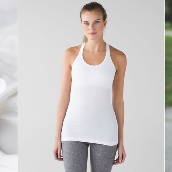 NWOT Lululemon Lululemon Ebb To Street TankHeathered White Size 8 - Picture 2 of 9